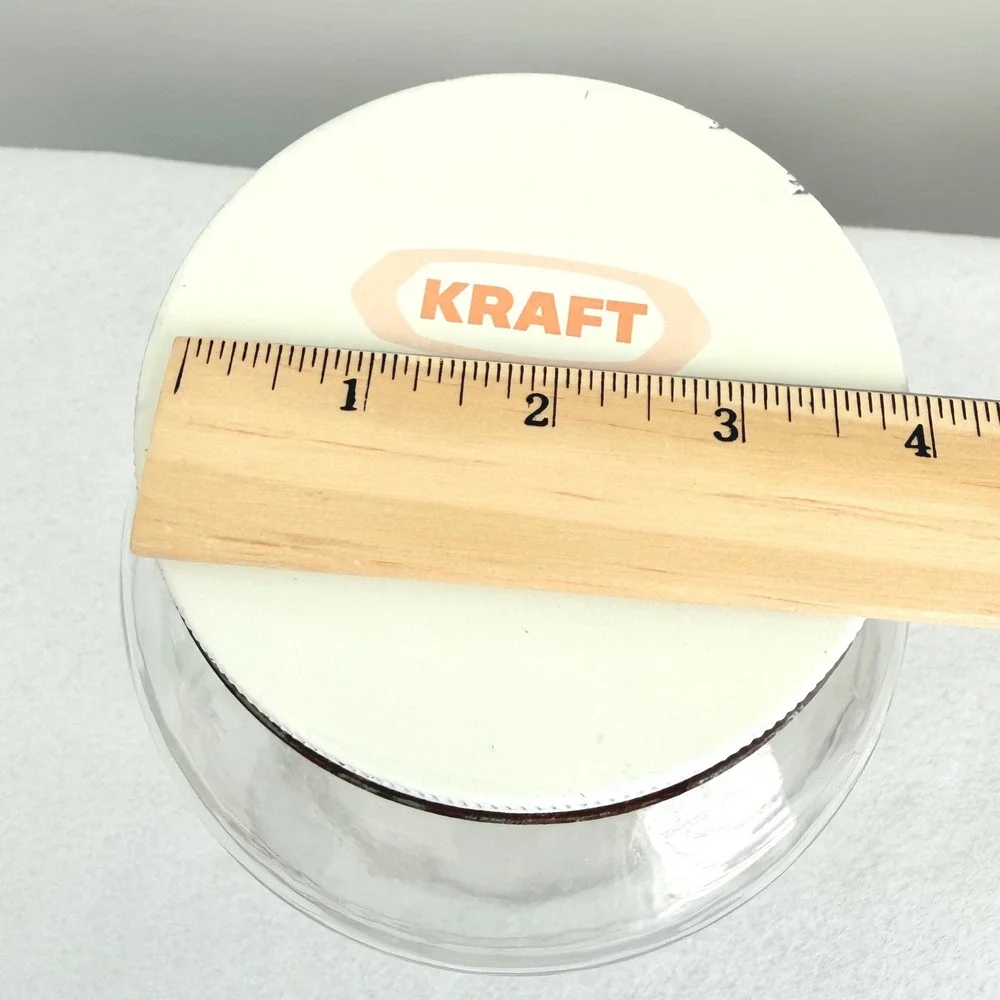 Vintage Kraft Glass Mayonnaise Jar w Original White Metal Lid 7